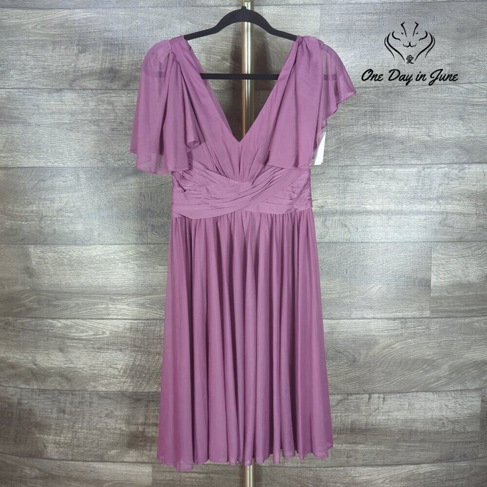 David's Bridal F19933 Bridesmaid Dress Chianti Flutter Sleeve Mesh NWT Size 6